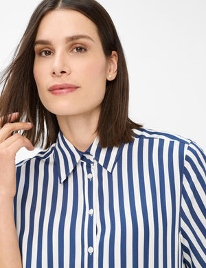 Brax Villy Striped Shirt - Navy/White