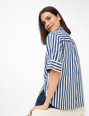 Brax Villy Striped Shirt - Navy/White