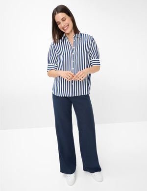 Brax Villy Striped Shirt - Navy/White