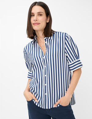 Brax Villy Striped Shirt - Navy/White