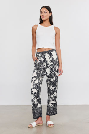 Velvet Palm Print Pant