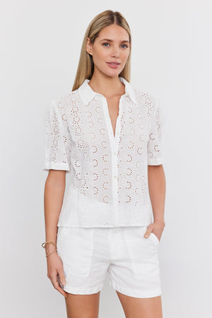 Velvet White Eyelet Shirt