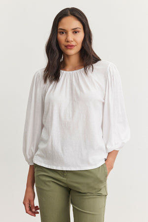 Velvet White Cotton Top