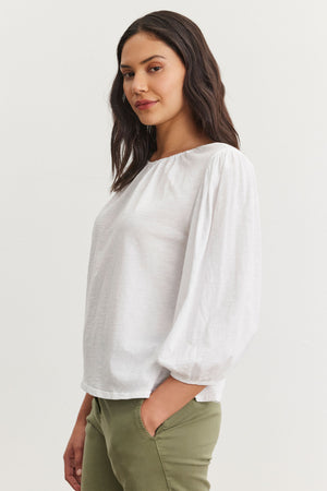 Velvet White Cotton Top