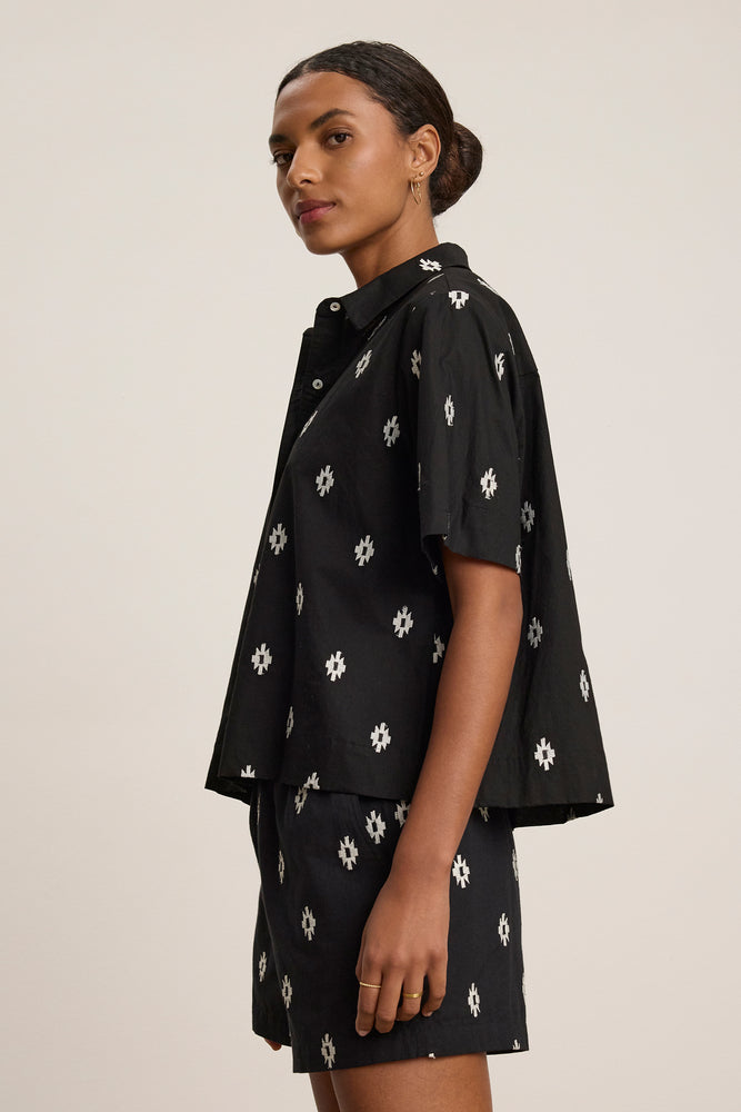 Velvet Black Embroidered Shirt