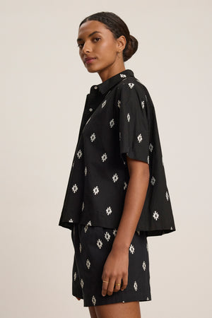 Velvet Black Embroidered Shirt