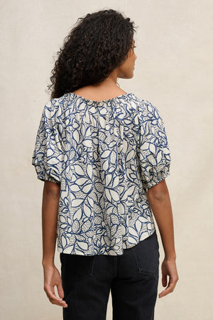 Velvet Printed Cream Voile Top