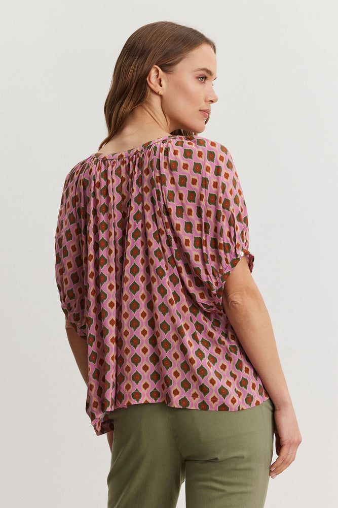 Velvet Pink Morocco Print Top