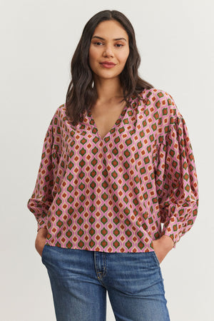 Velvet Pink Morocco Print Blouse