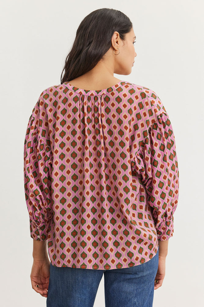 Velvet Pink Morocco Print Blouse