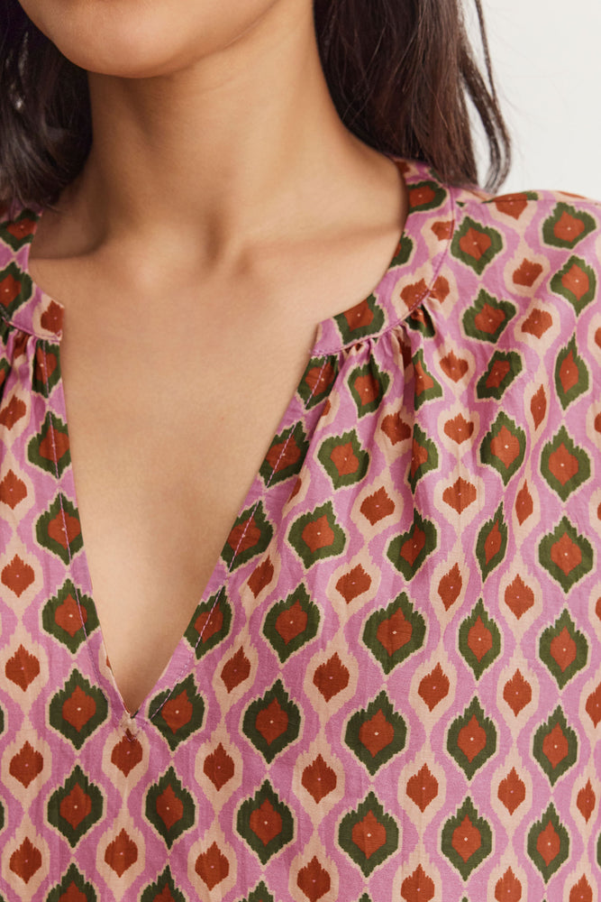 Velvet Pink Morocco Print Blouse