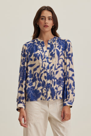 Velvet Blue Floral Blouse