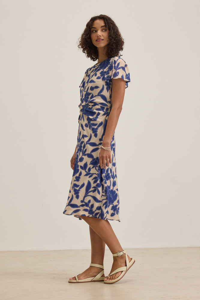 Velvet Blue Print Dress