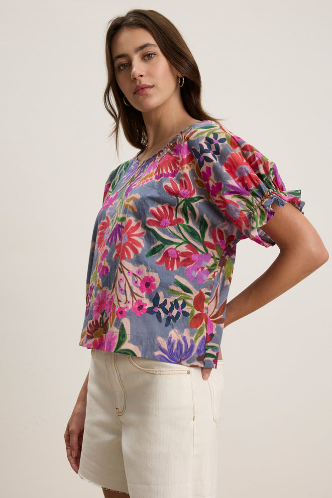 Velvet Floral Cotton Top