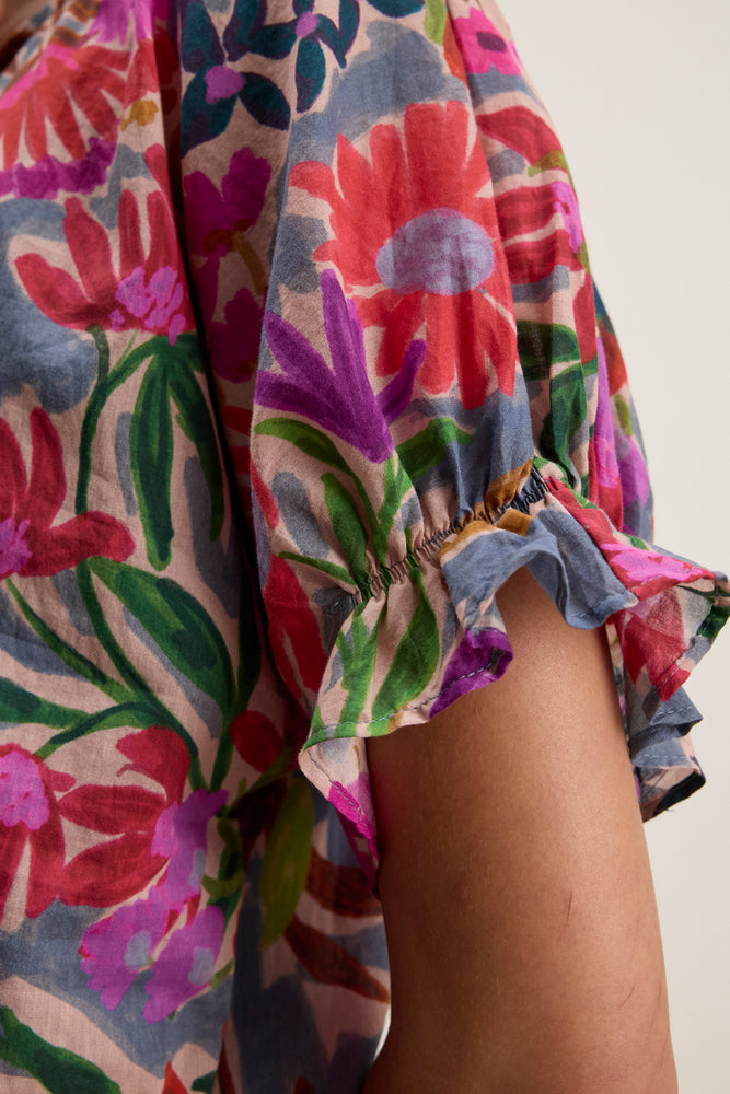 Velvet Floral Cotton Top