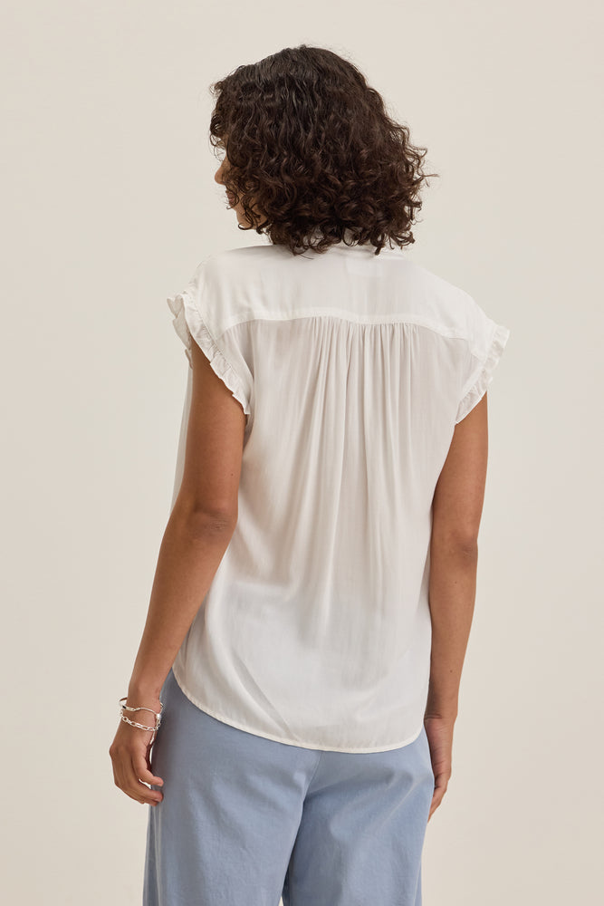 Velvet White Collared Top