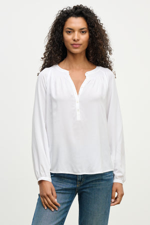 Velvet Rayon White Blouse
