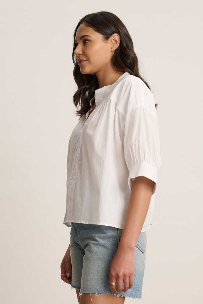 Velvet White Cotton Blouse