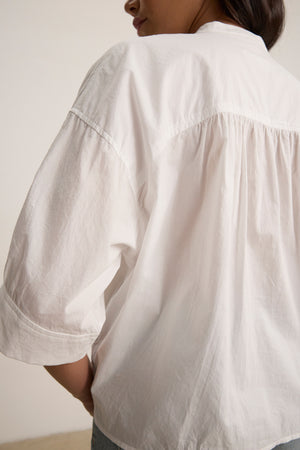 Velvet White Cotton Blouse