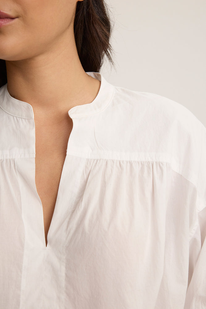Velvet White Cotton Blouse