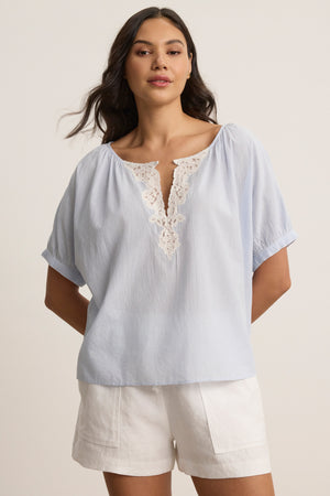 Velvet Blue/White Stripe Top