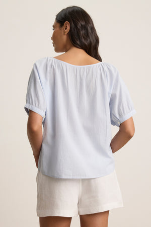 Velvet Blue/White Stripe Top