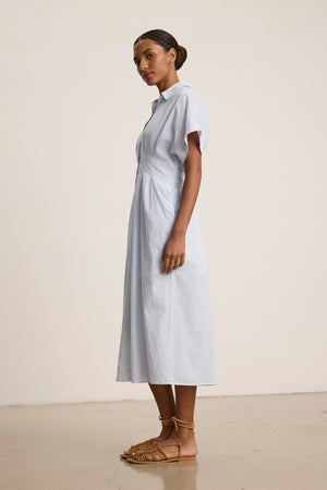 Velvet Blue/White Stripe Dress