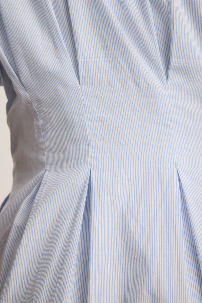 Velvet Blue/White Stripe Dress