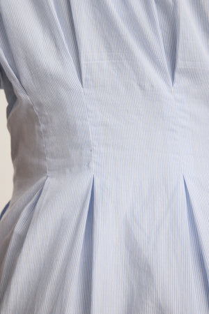 Velvet Blue/White Stripe Dress