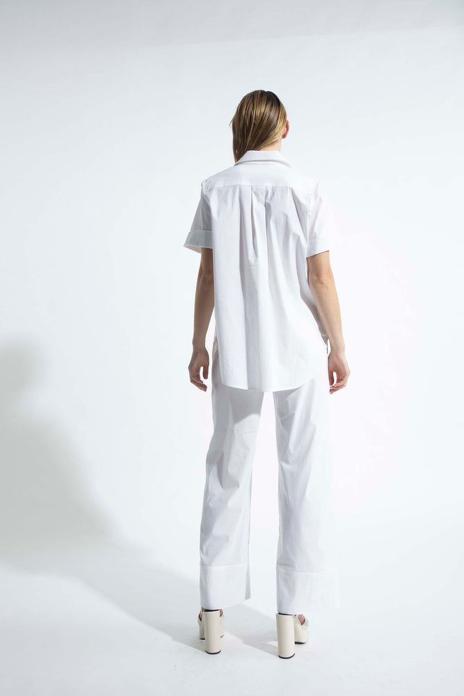 Mela Cuff Sleve Shirt - White
